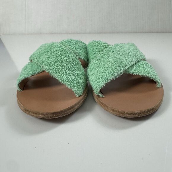 Ancient Greek Thais Terry Slide Sherpa Sandals Womens 41 US 10.5-11 Aqua Green - Picture 7 of 10